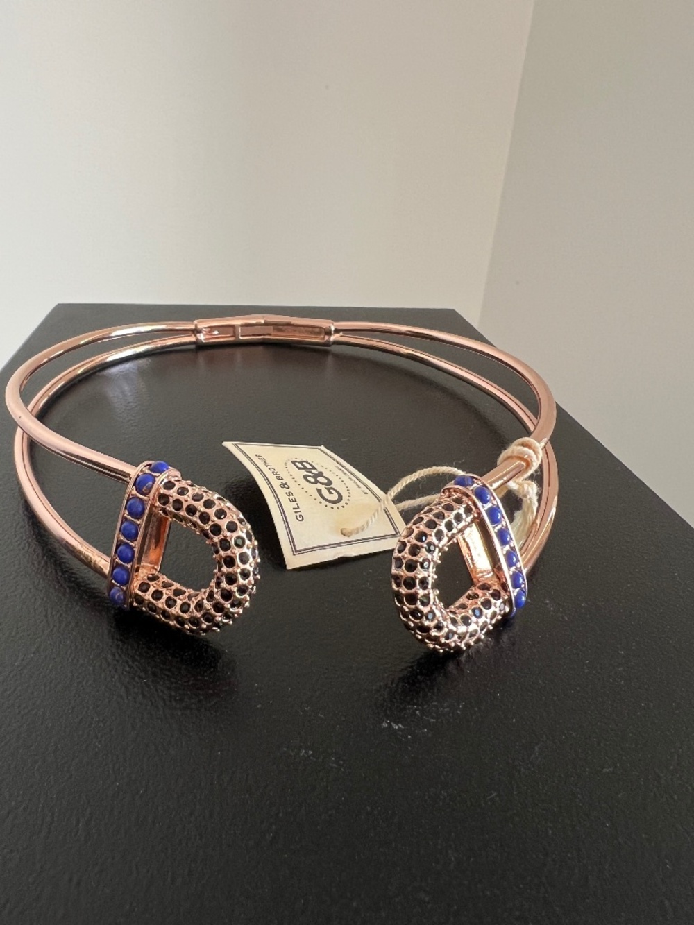 GILES & BROTHER Rose Goldtone, Glass Crystal & Lapis Lazuli Choker